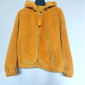 ASHLEY STEWART Women's Faux Fur Fleece Jacket  Size 22/24 Mustard Yellow.